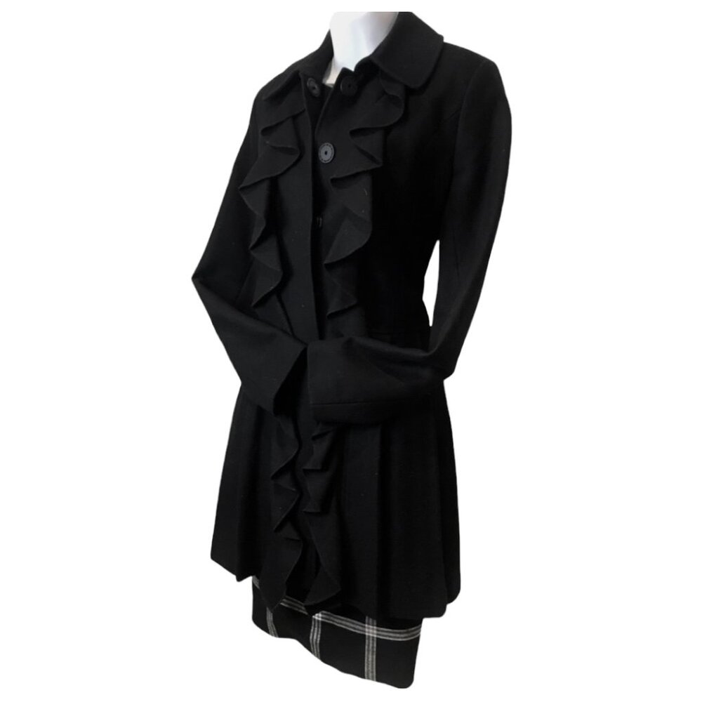 Double Ruffle Pleated Pea Coat - Picture 10 of 15